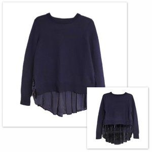 Elie Tahari Merino Wool Velvet High Low Sweater